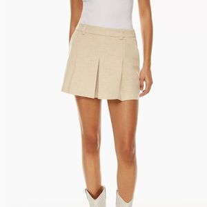 Aritzia Beige Pleated Mini Skirt